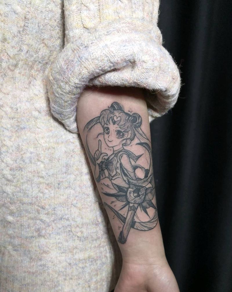 美少女战士纹身图片_手臂欧美写实纹身图案