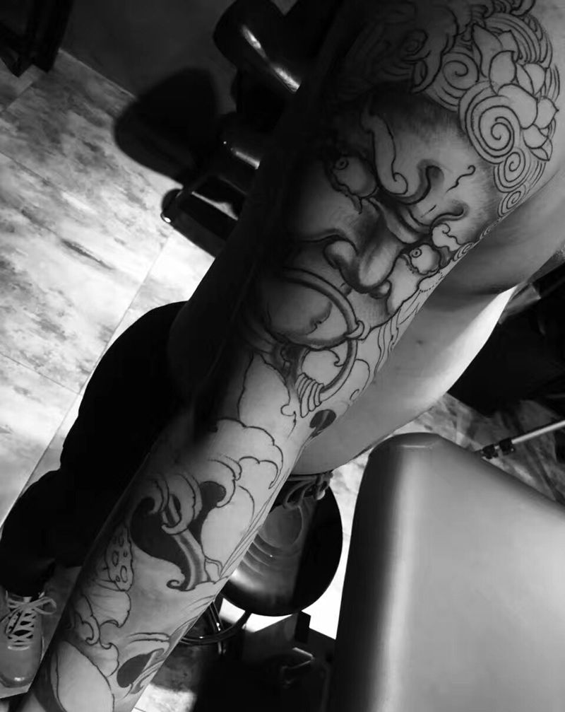 待续纹身图片_成品手臂传统人物静物鬼神纹身图案