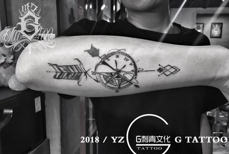 指南针纹身图片