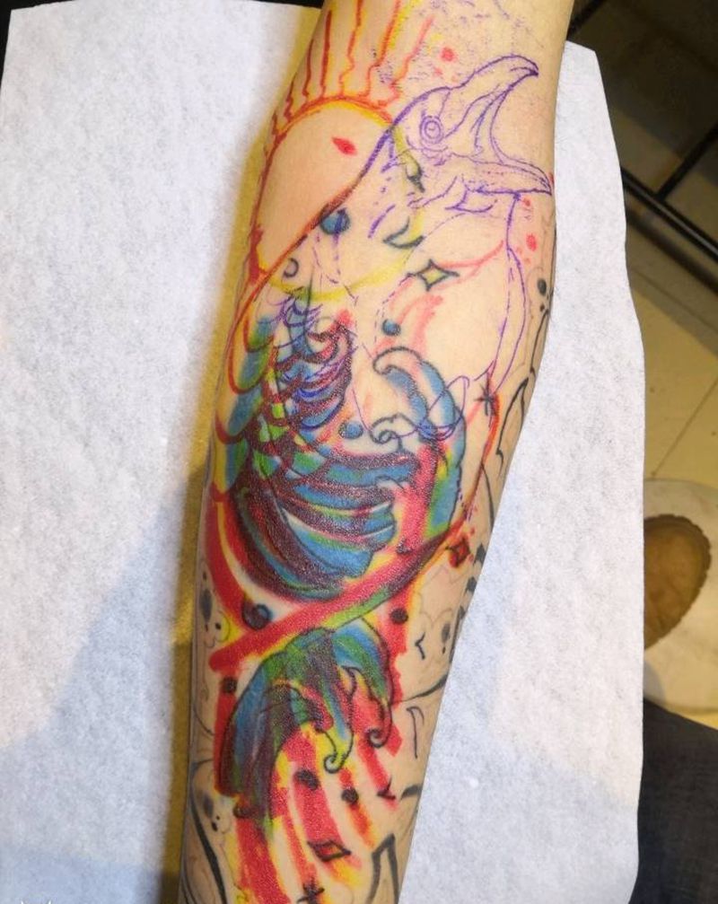 遮盖鸦纹身图片_手臂欧美写实纹身图案