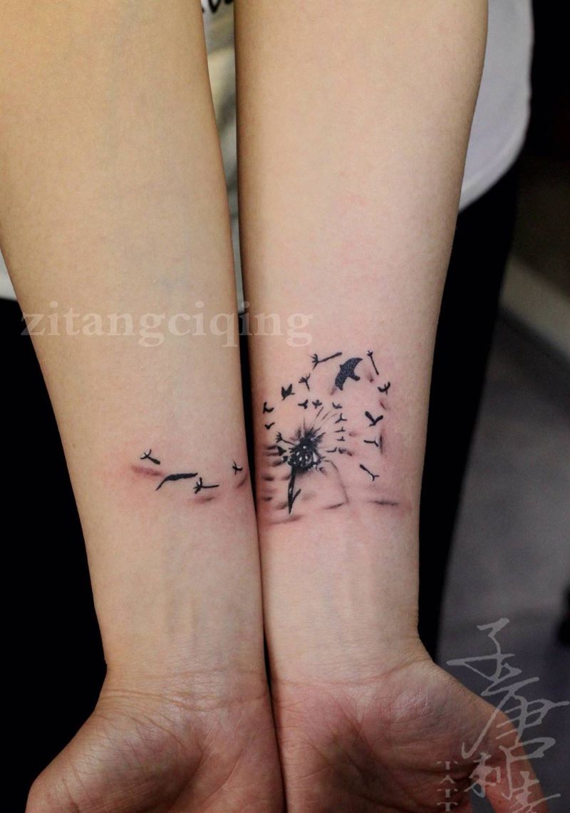 小清新蒲公英哦纹身图片_成品手部手臂清新写实静物植物原创纹身图案