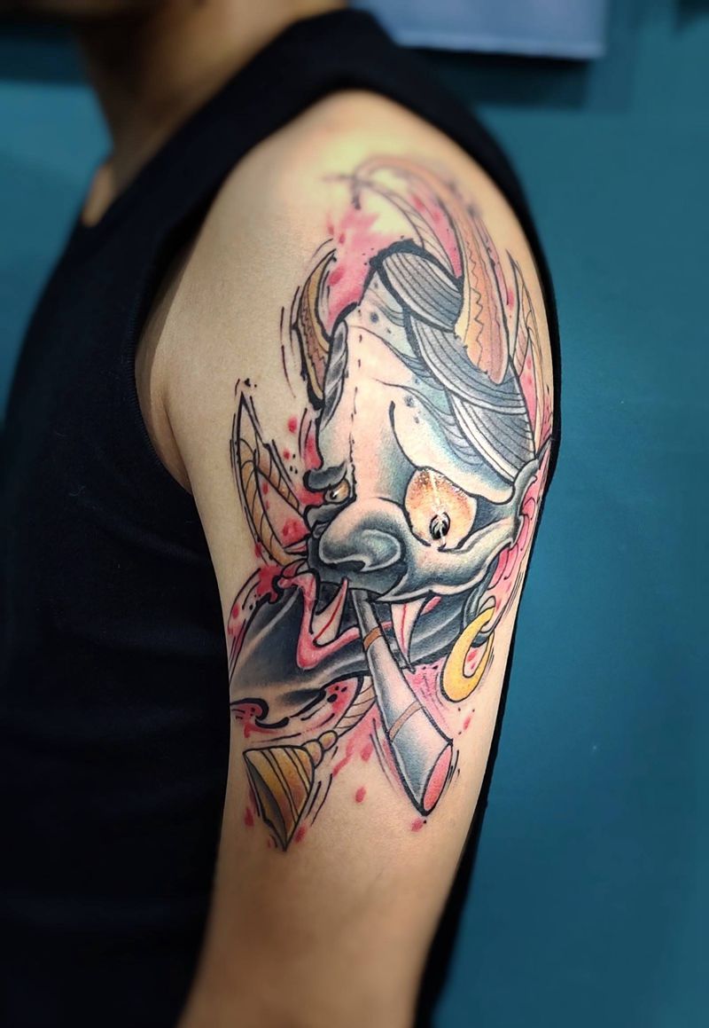 般若纹身图片_手臂新传统纹身图案