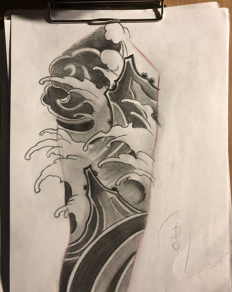 浪臂纹身图片