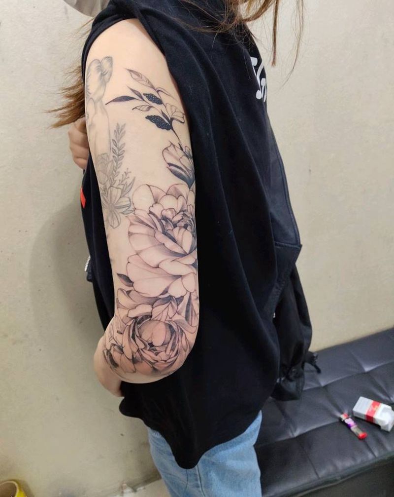 素花纹身图片_点刺纹身图案