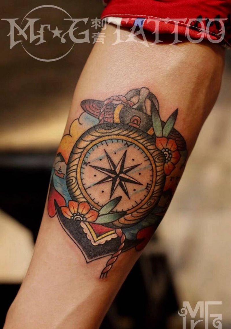 指南针纹身图片