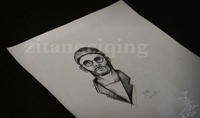 这个杀手不太冷纹身图片_手稿腿部欧美人物原创纹身图案