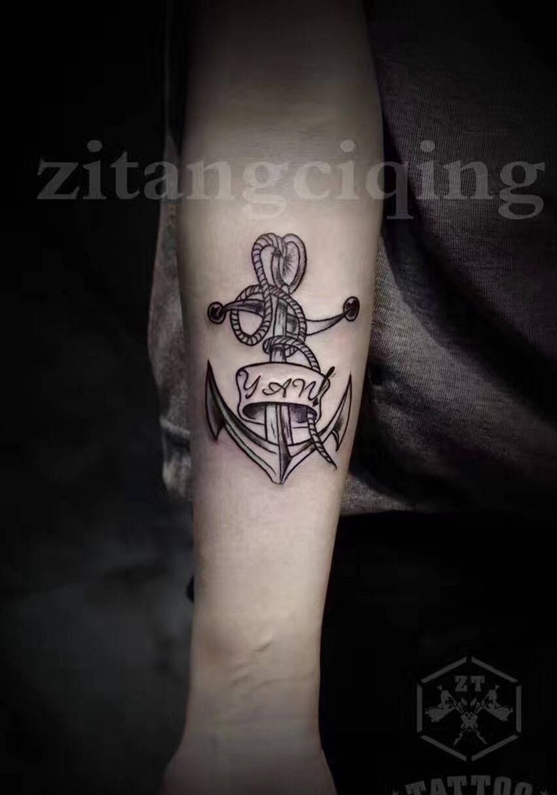 锚纹身图片_成品手臂静物纹身图案
