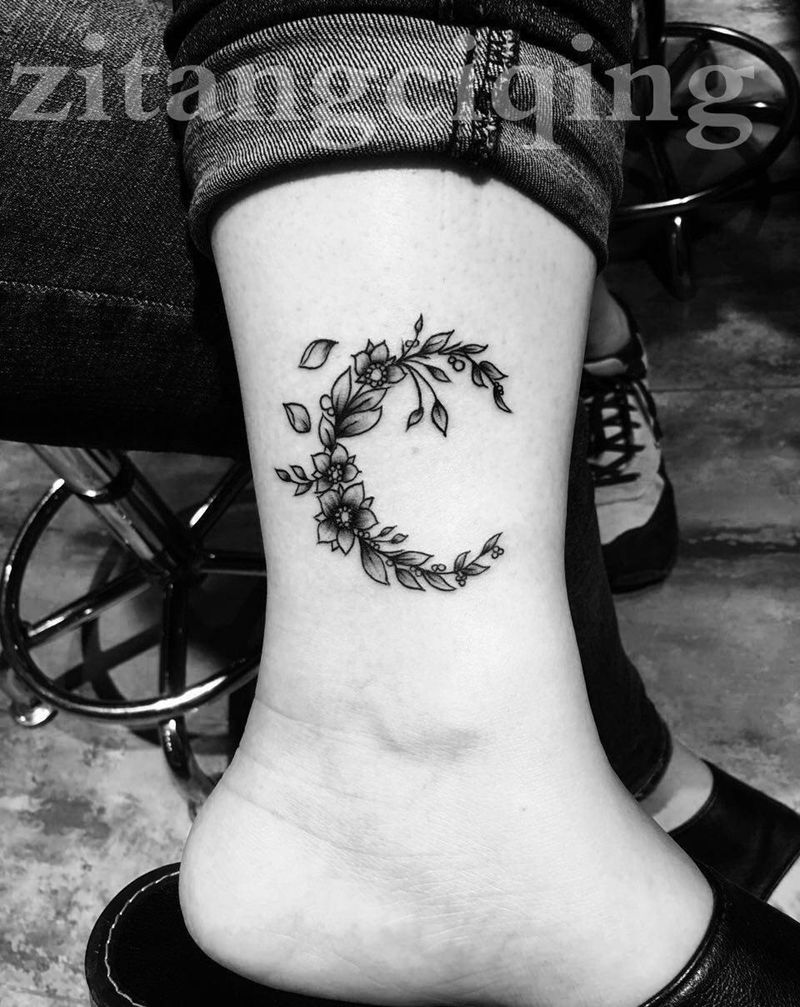 清新纹身图片_成品背部腿部欧美清新植物静物纹身图案