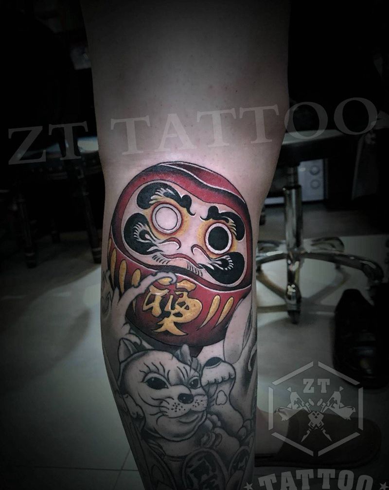 达摩蛋纹身图片_成品腿部传统宗教静物纹身图案