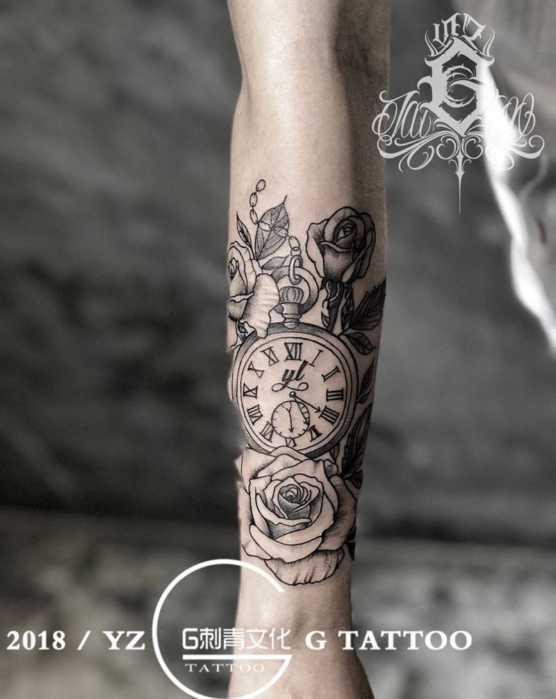 钟表纹身图片