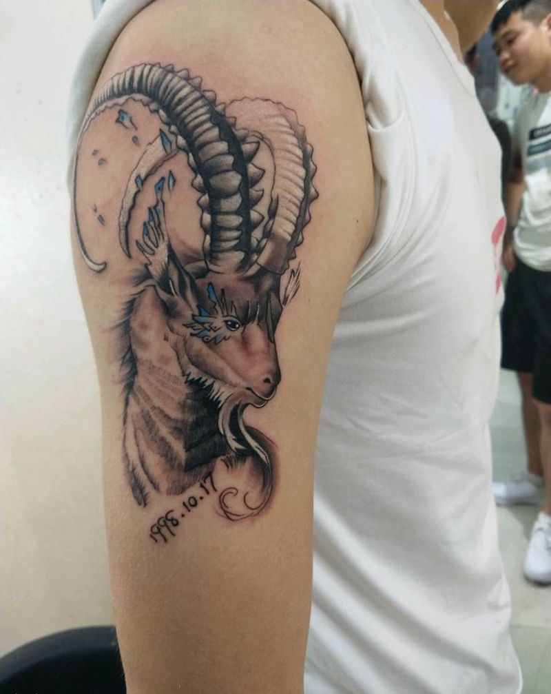 山羊座纹身图片_手臂纹身图案