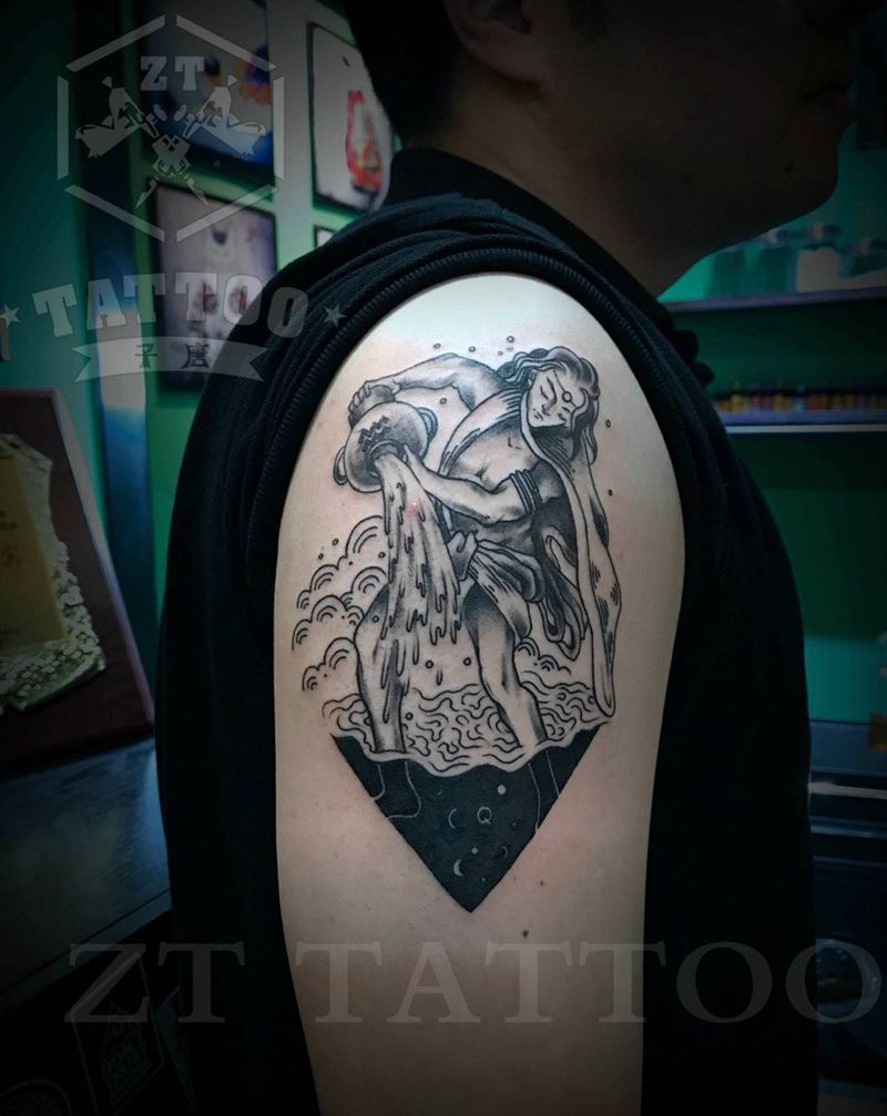 水瓶座设计上身纹身图片_成品手稿手部星座人物静物欧美纹身图案