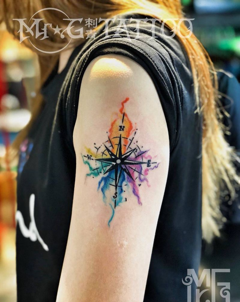 指南针纹身图片