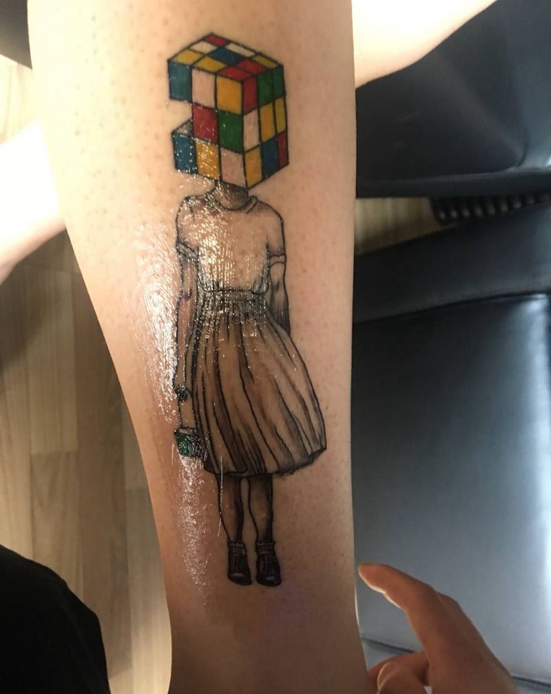 魔方女孩纹身图片