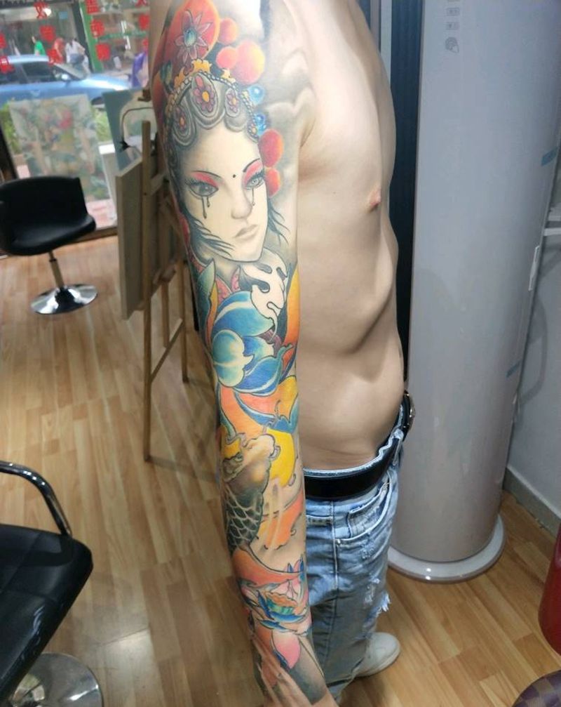 花臂，完成纹身图片