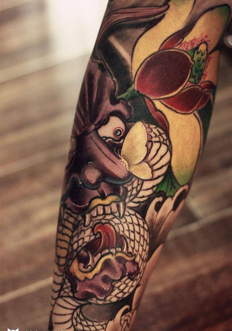 盖图小花腿纹身图片