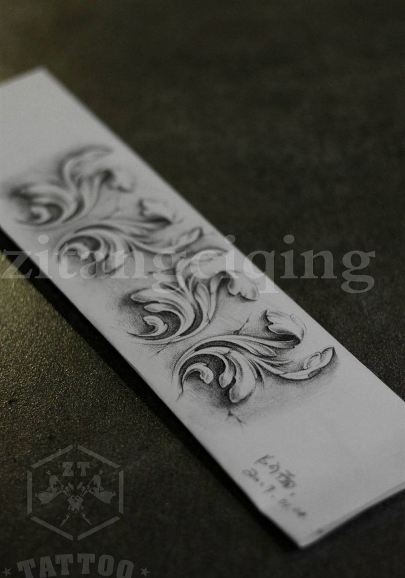 臂环纹身图片_成品手臂欧美写实静物原创手稿纹身图案