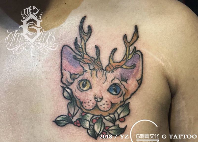 猫纹身图片