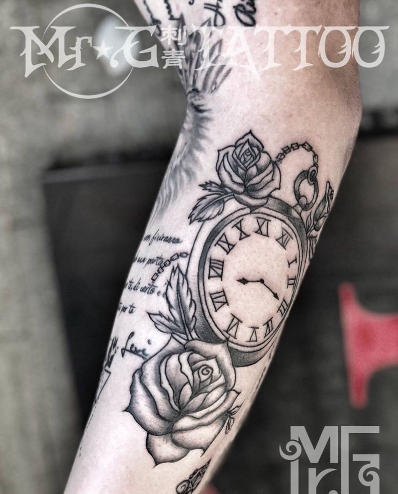 玫瑰表纹身图片