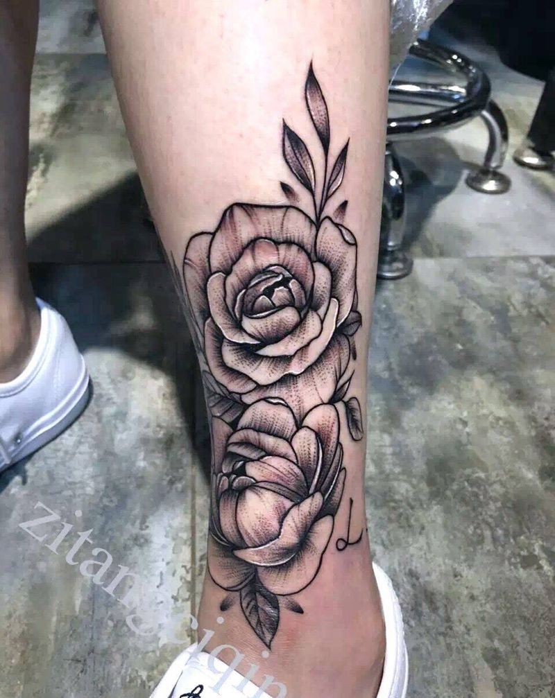 花纹身图片_成品脚部欧美清新静物纹身图案