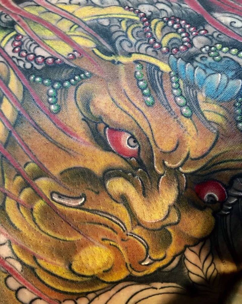 最近的传统图纹身图片_成品背部腿部传统鬼神人物纹身图案