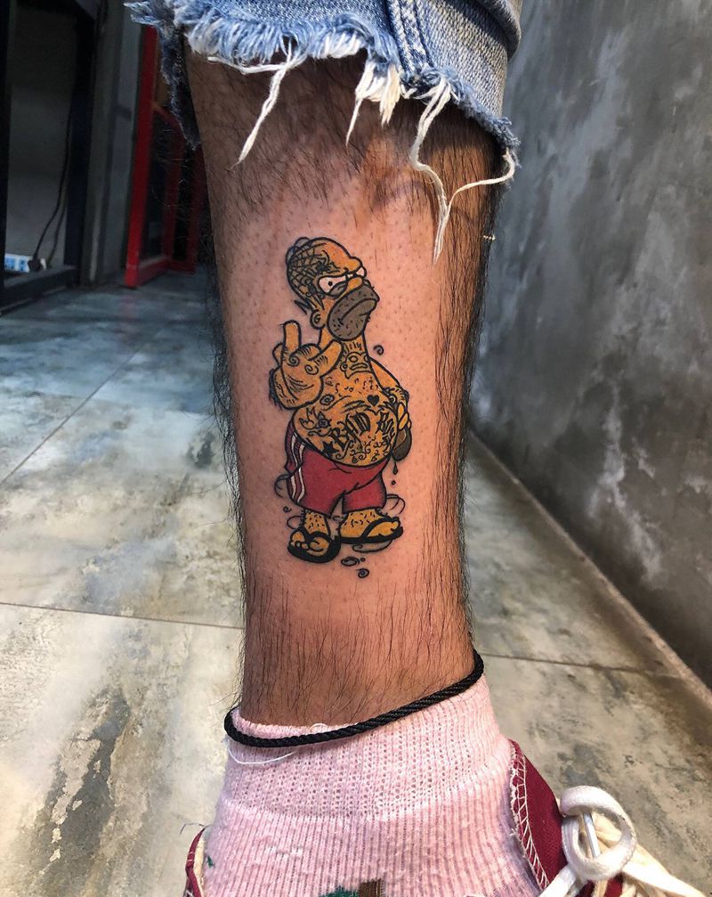 辛普森纹身图片_腿部Old School纹身图案