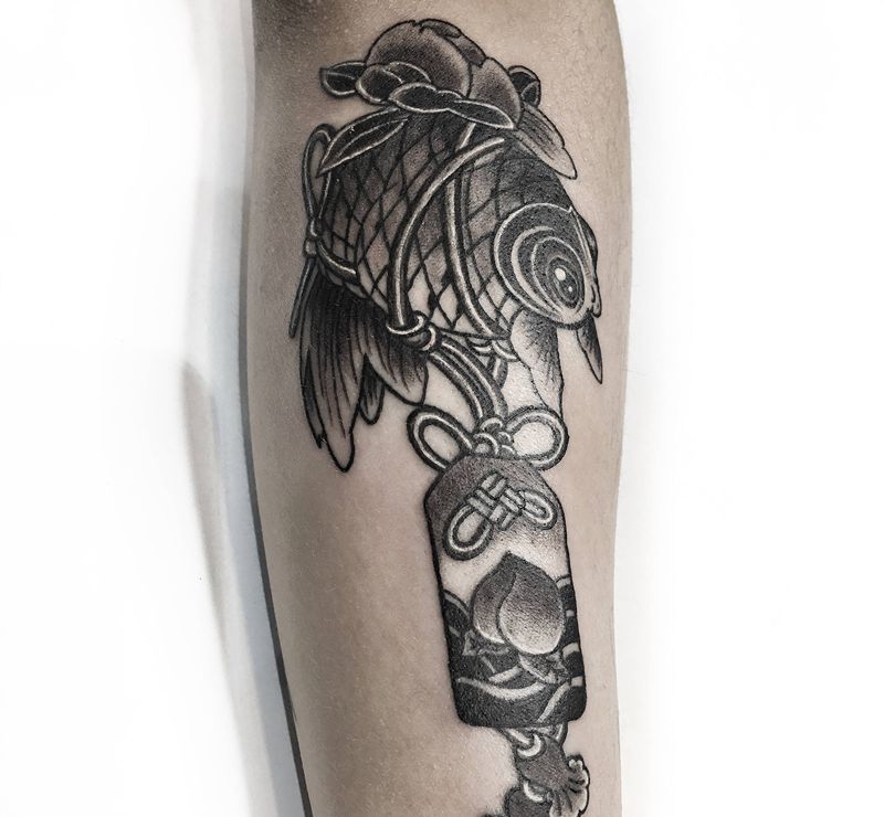 传统小鱼纹身图片_手臂老传统纹身图案