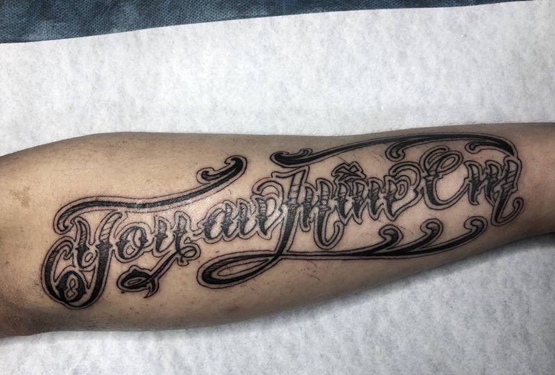花体字的告白纹身图片_手臂花体字纹身图案