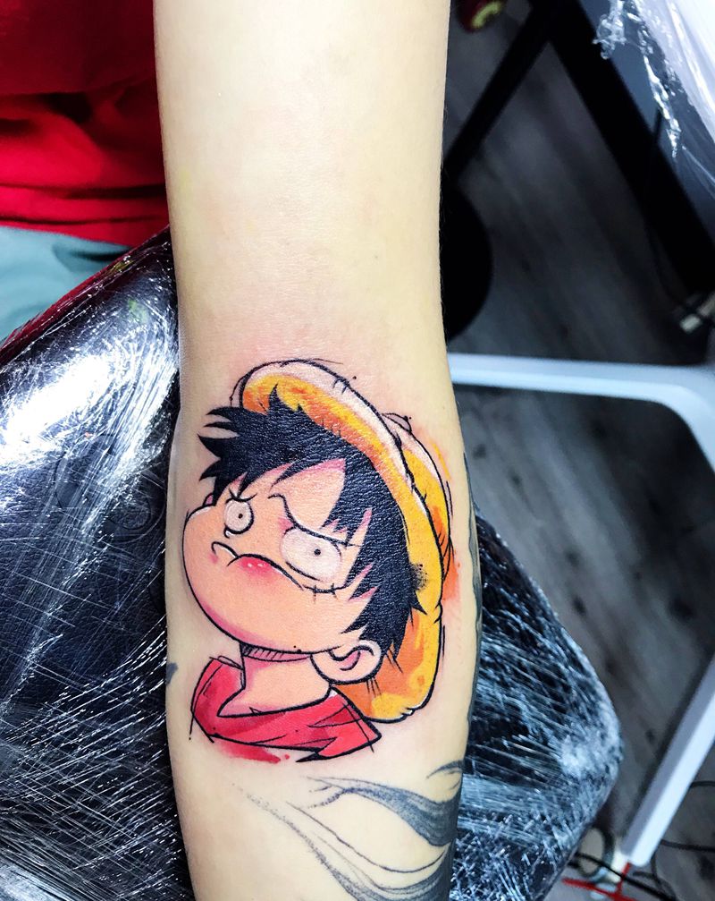 路飞纹身图片_手臂New School纹身图案