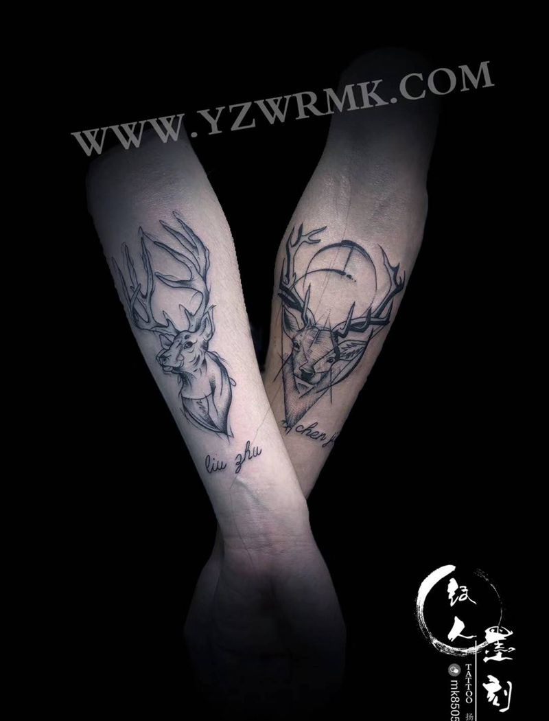 情侣小图纹身图片_手臂几何纹身图案