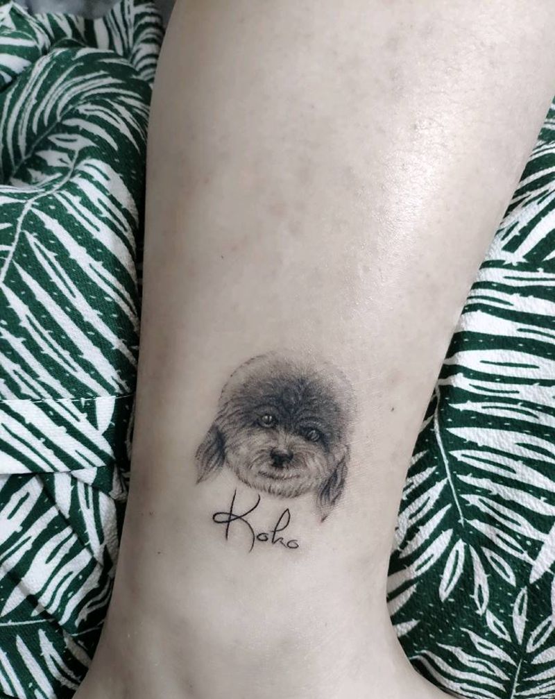 泰迪纹身图片_脚部欧美写实微型刺青纹身图案