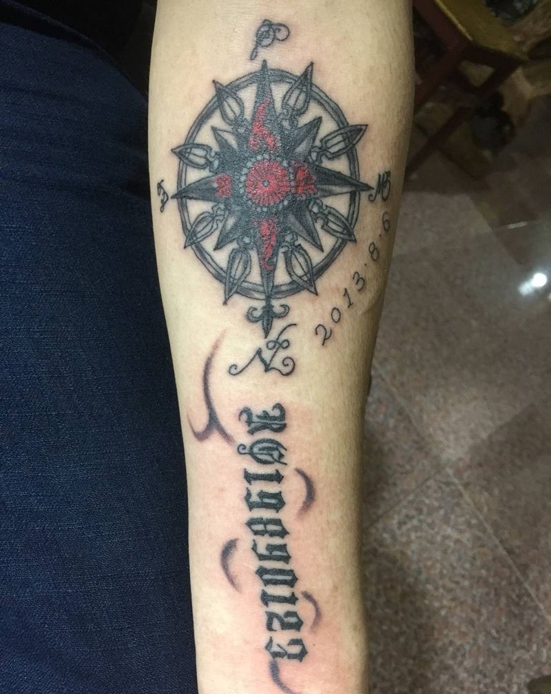 指南针纹身图片