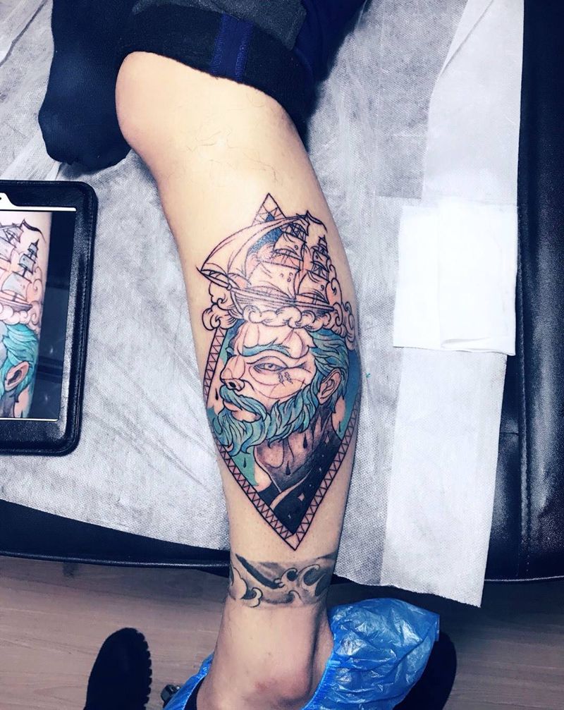 小腿小欧美纹身图片