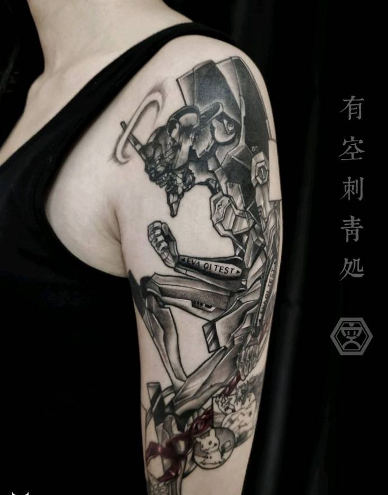 EVA 初号机纹身图片_手臂欧美写实二次元纹身图案