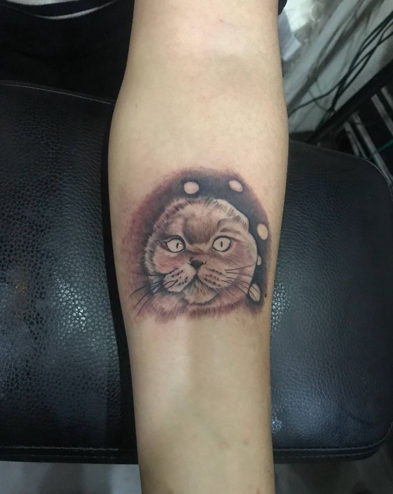 写实简化猫纹身图片