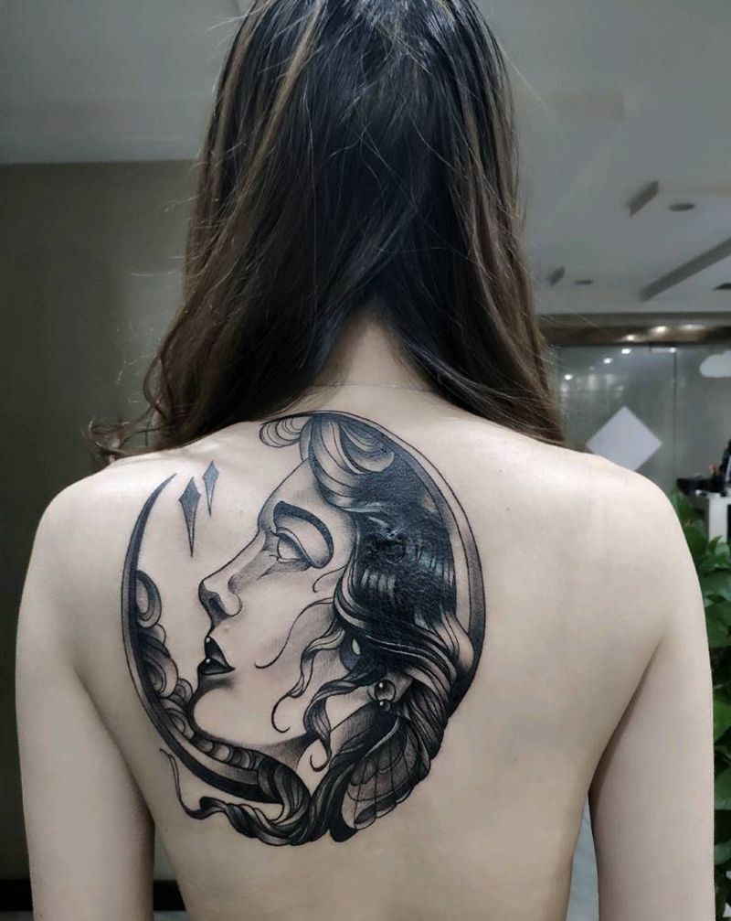 月之女神(遮盖)纹身图片_背部New School遮盖纹身图案