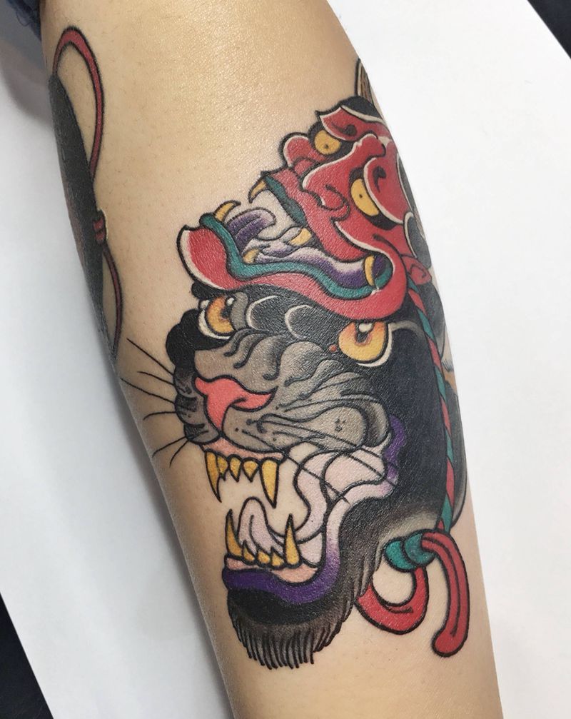 般若豹子纹身图片