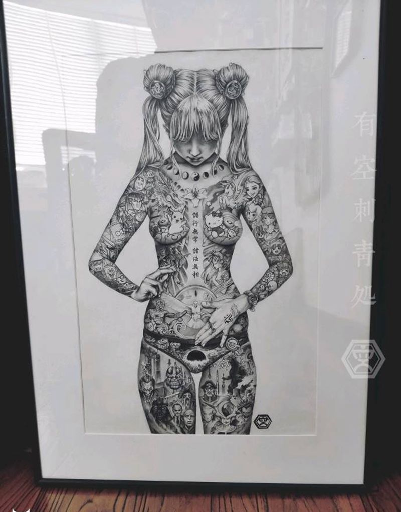 平成圣母纹身图片_欧美写实纹身图案