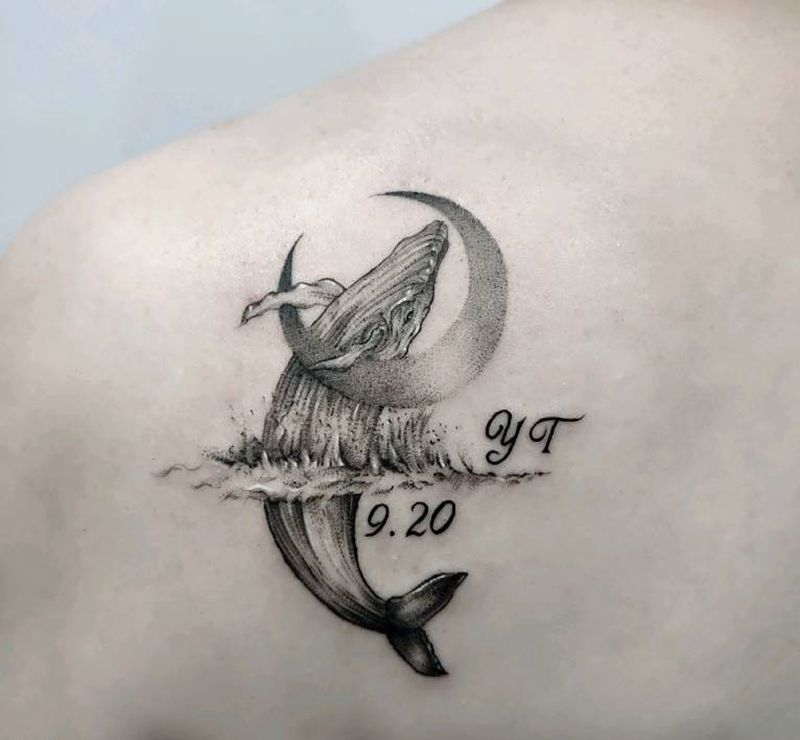 鲸纹身图片_点刺纹身图案