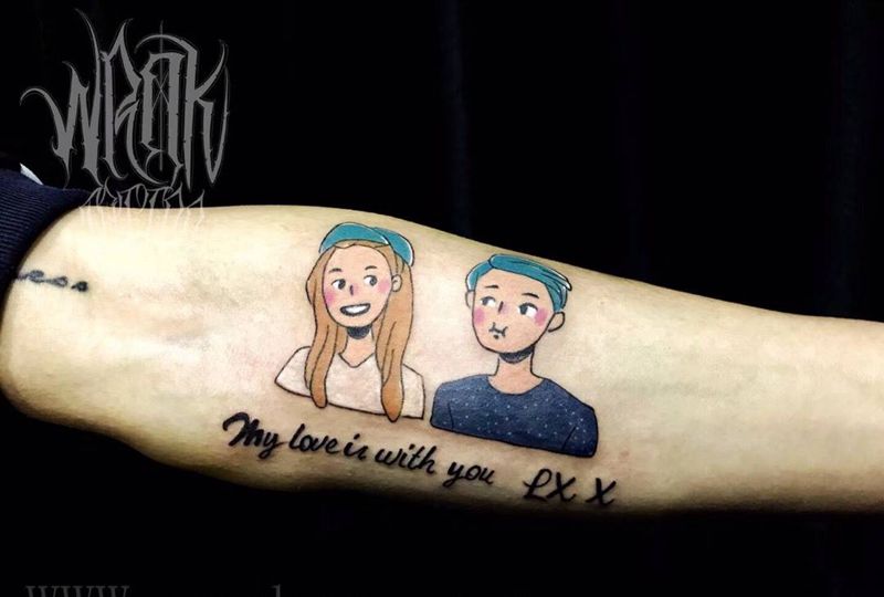 情侣动漫简笔纹身图片