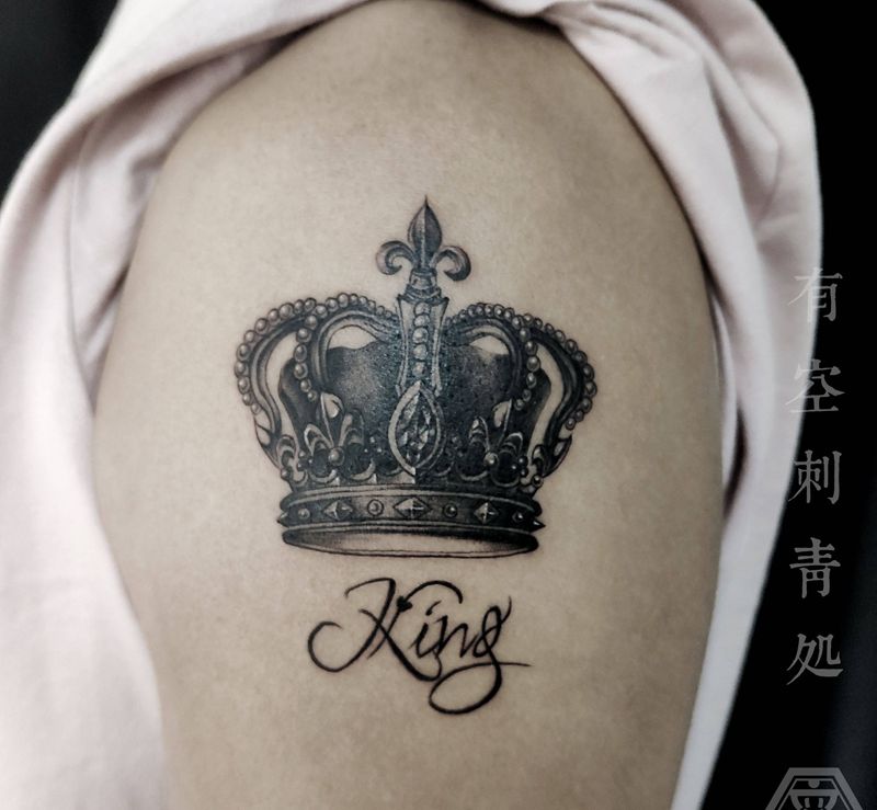 国王皇后纹身图片_手臂欧美写实纹身图案