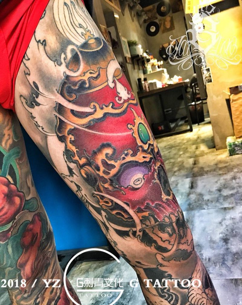 嘎巴拉 整腿 未完纹身图片