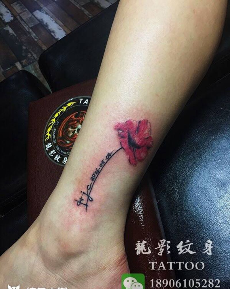 两支花纹身图片