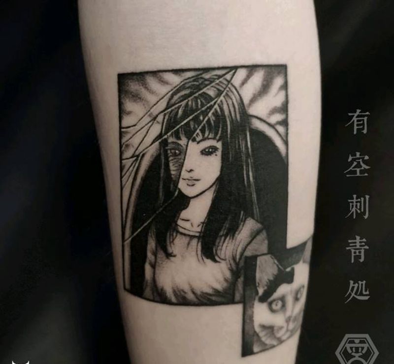 富江与小四纹身图片_手臂点刺纹身图案