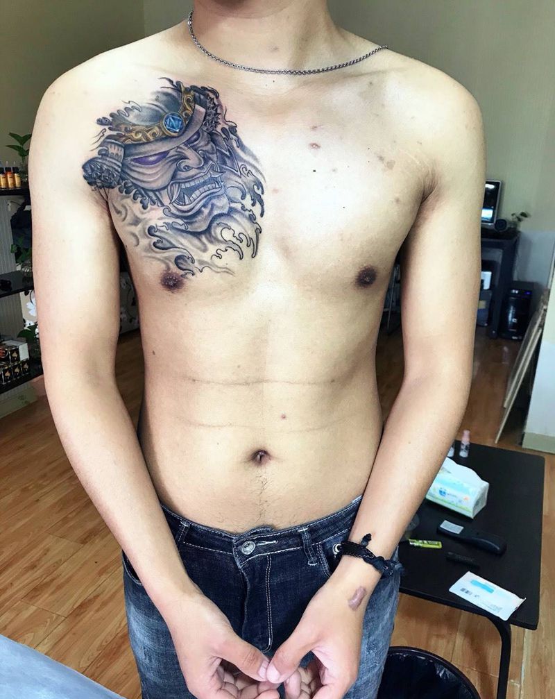 鬼武士纹身图片