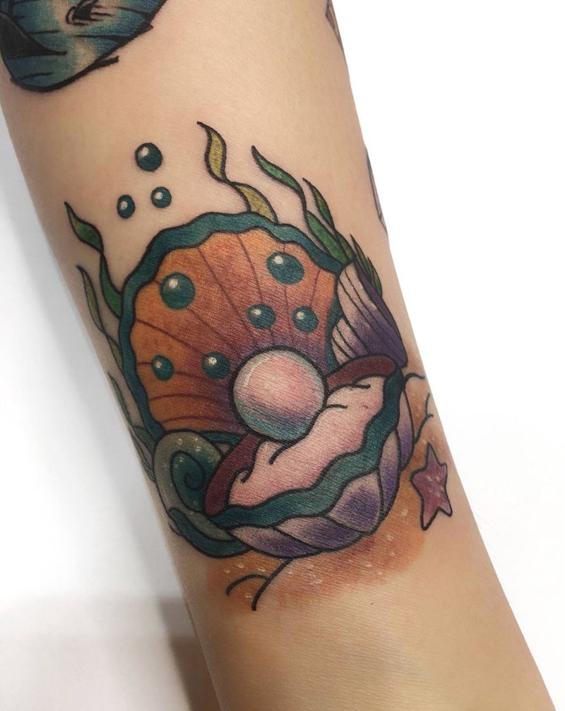 珍珠 牡蛎纹身图片