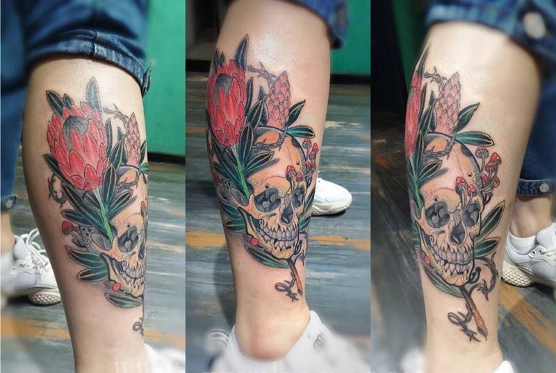 骷髅new school纹身图片