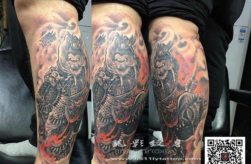 悟空半包腿纹身纹身图片