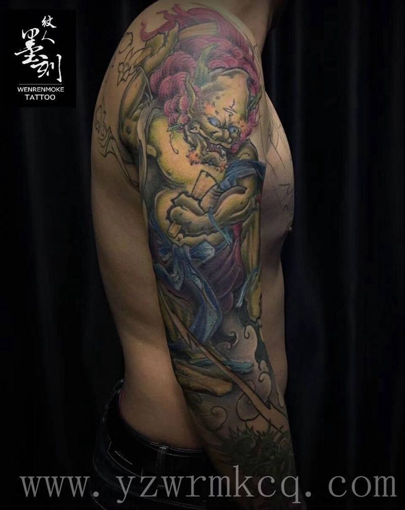 雷神花臂纹身图片