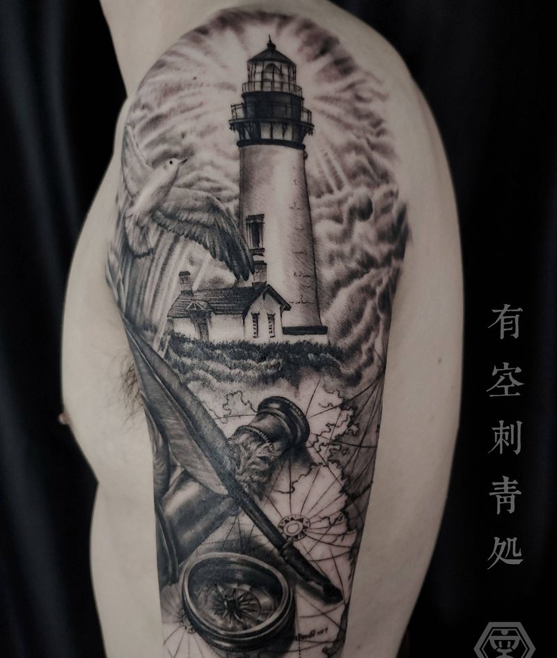 航海大全纹身图片_手臂欧美写实纹身图案